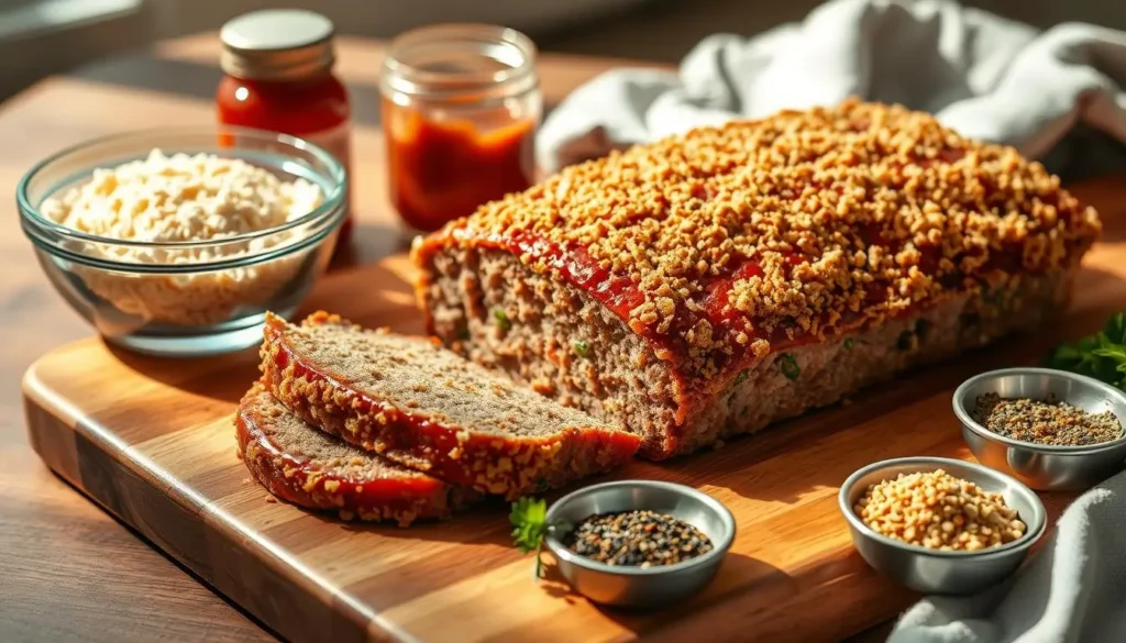 air fryer meatloaf with breadcrumbs and glaze ingredients