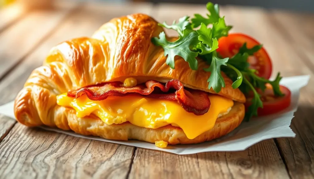 Breakfast croissant sandwich