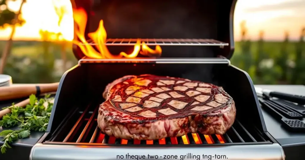 Two-Zone Grilling Technique for Delmonico Steak