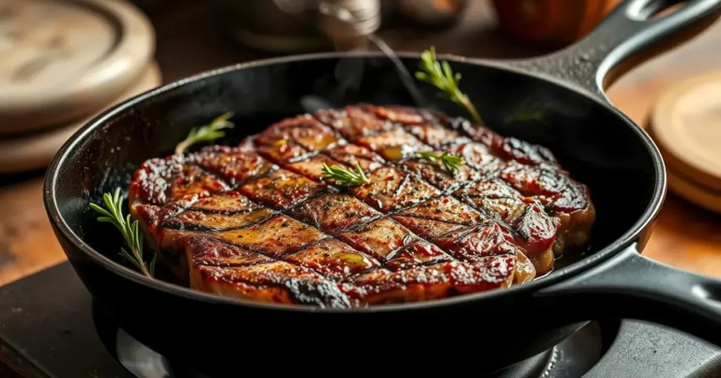 Pan-seared steak cooking technique