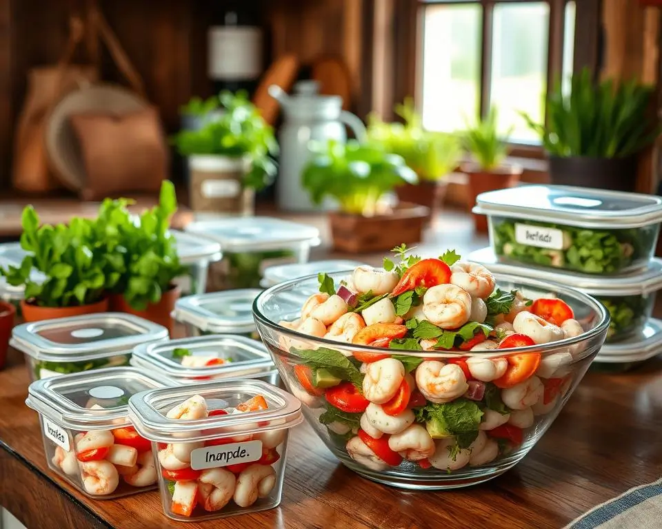 homemade seafood salad storage