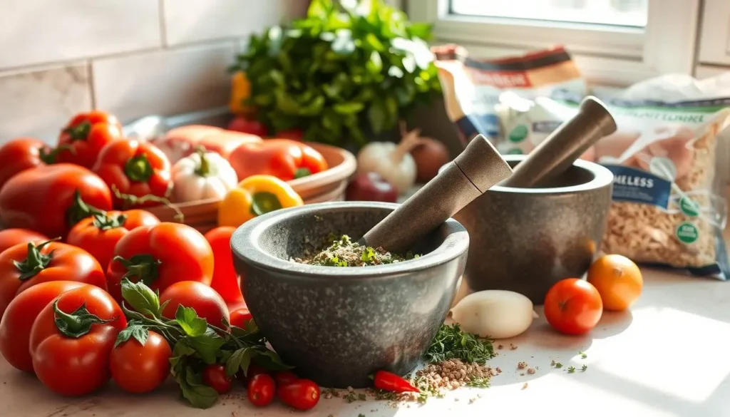 Mediterranean chicken and rice ingredients