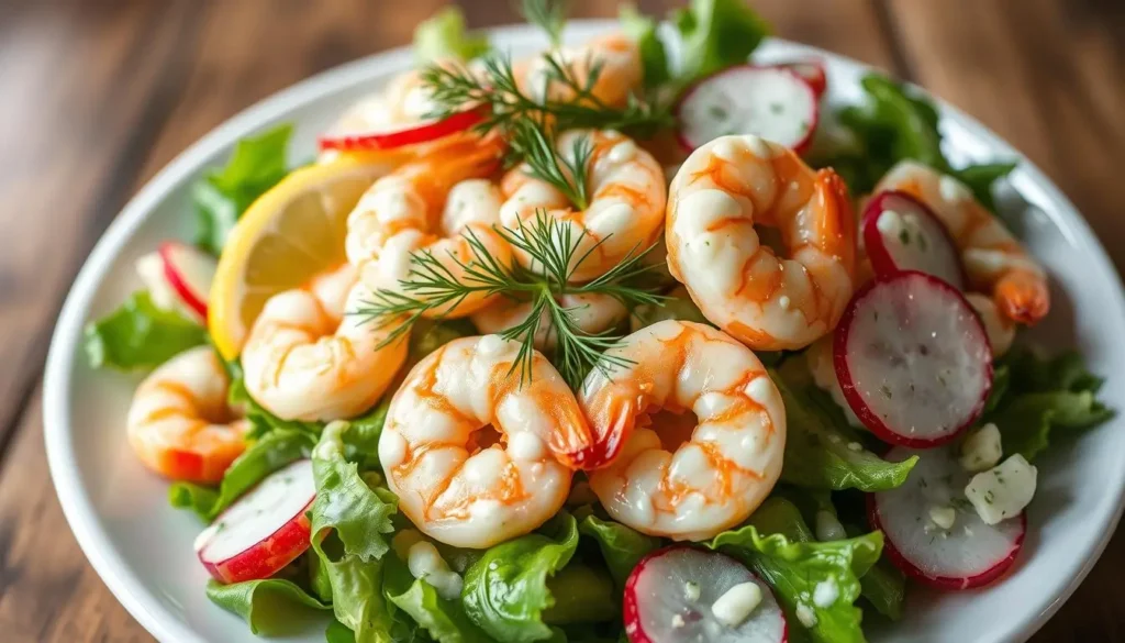 Classic shrimp salad with lemon and herbs