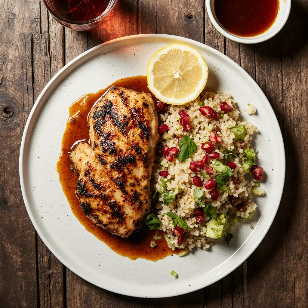 simple Moroccan chicken marinade and eggplant sauce